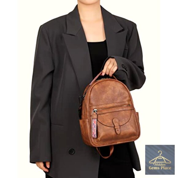 Mini Backpack Purse, Faux Leather, Water Resistant, 10 Pockets, Daypack main image 5